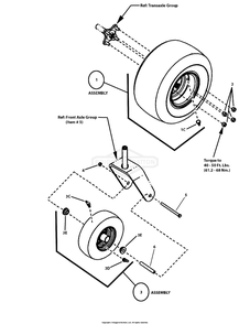 Wheel And Tire Group Diagram and Parts List for 7800819 (C950-60107-0)(2011) Briggs and Stratton Lawn Tractor